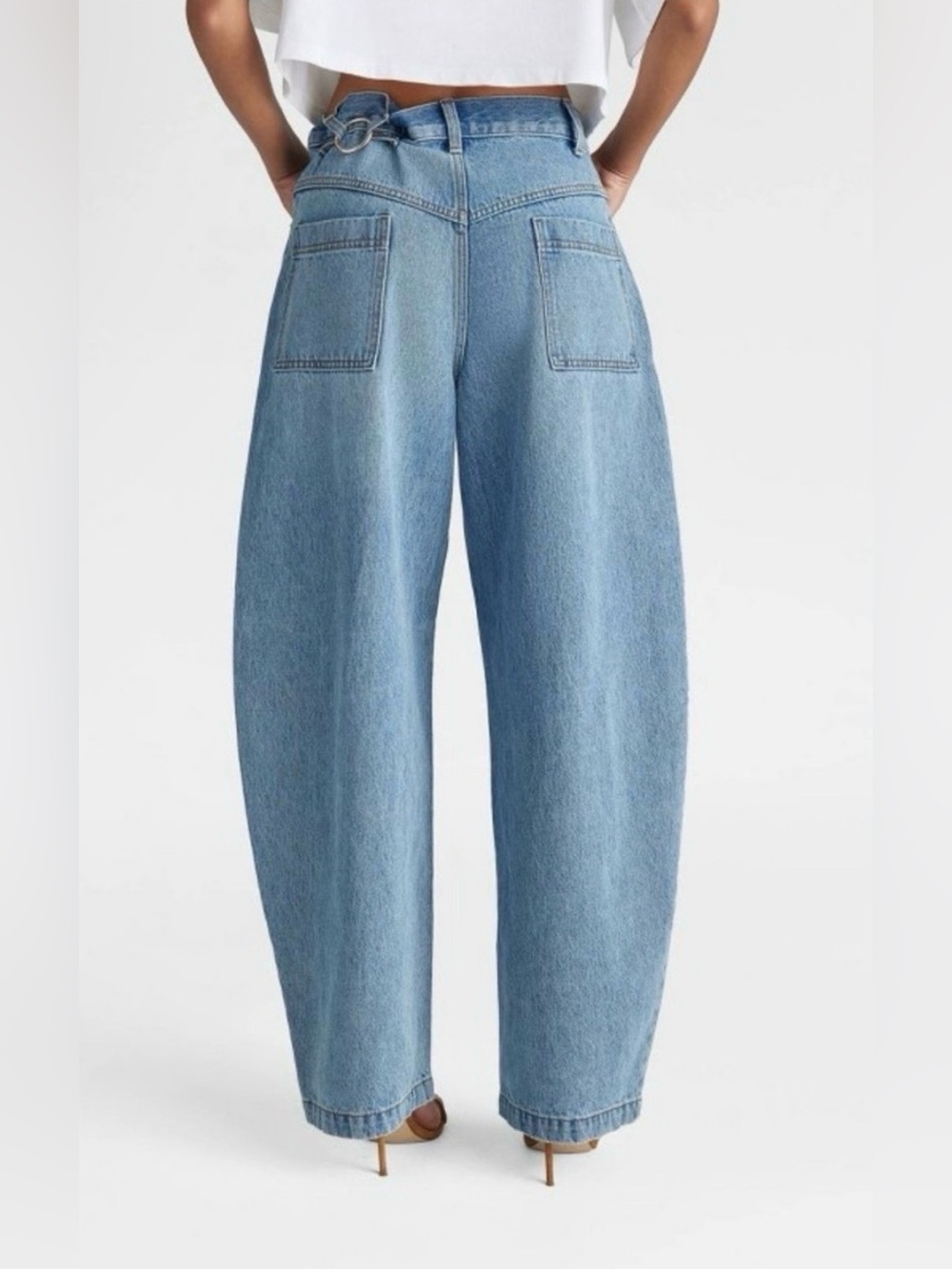 NWT KBB by Kahlana Blue Barrel leg Wide-Leg denim Jeans - Picture 4 of 8